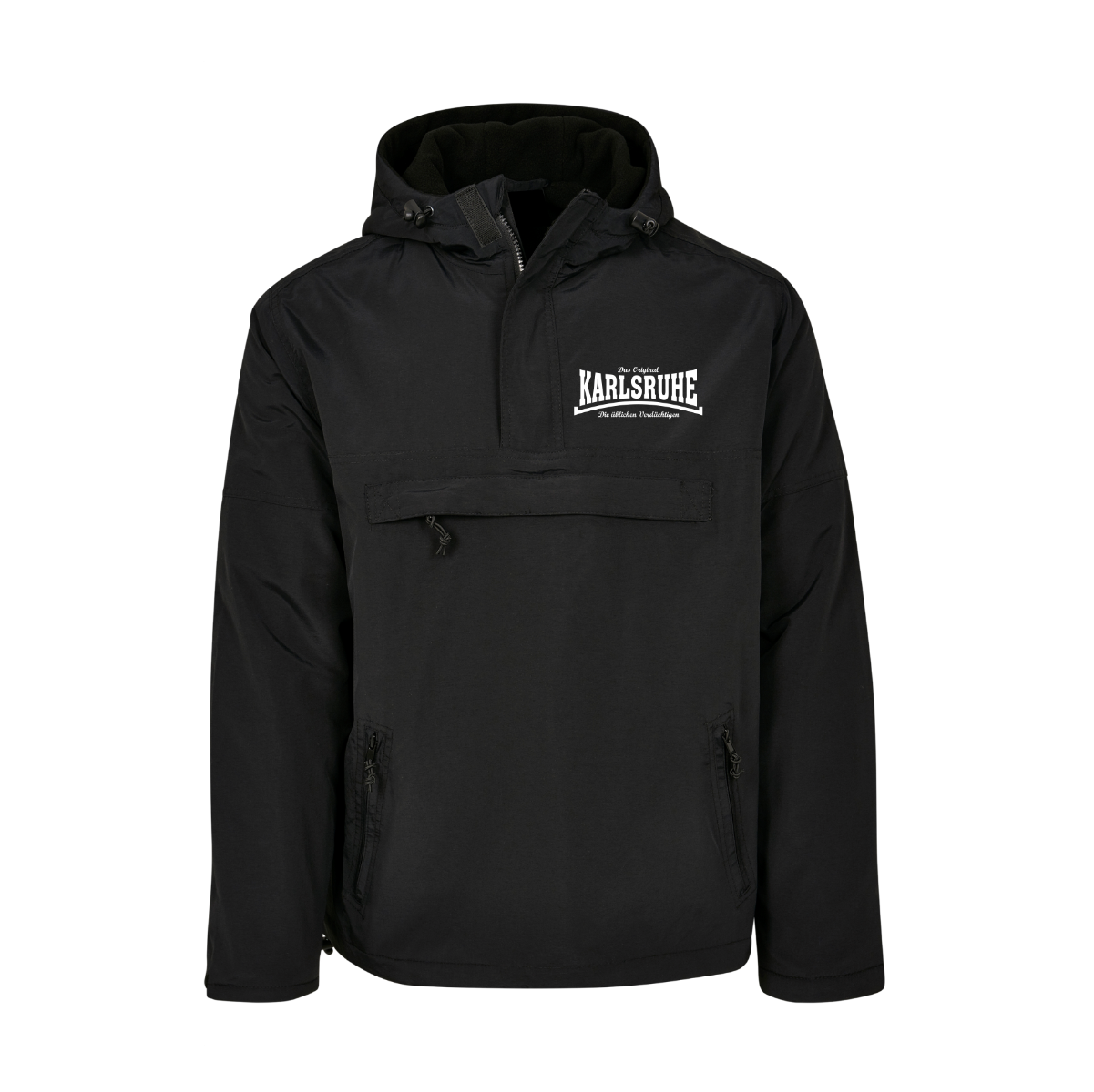 Windbreaker "Karlsruhe - die üblichen Verdächtigen" schwarz, bedruckt
