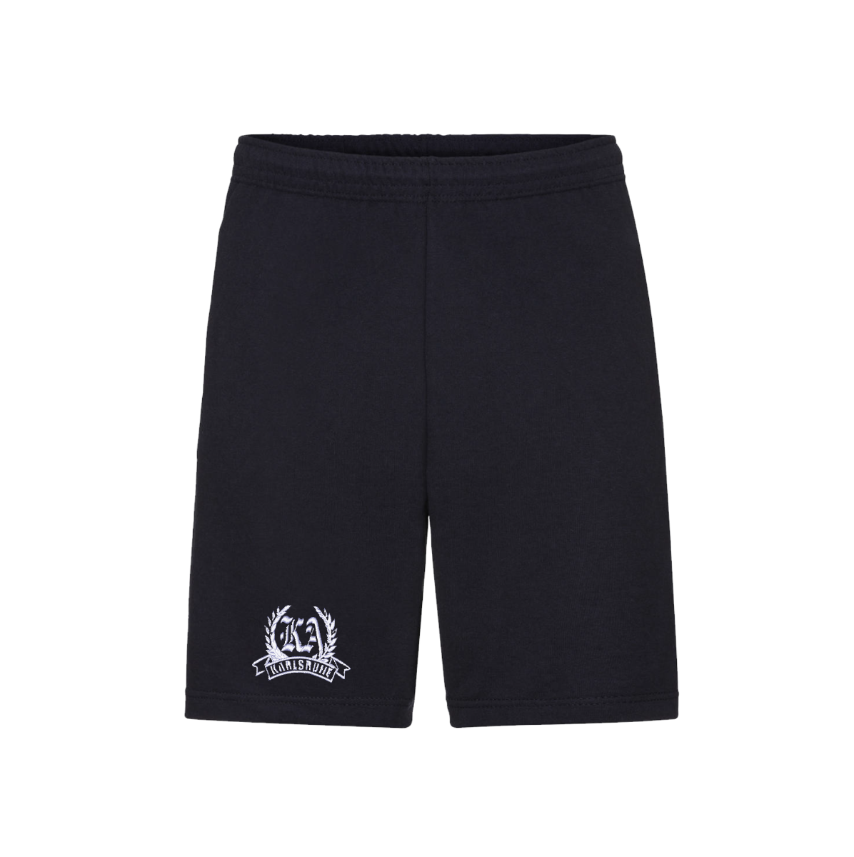 Bestickte Kurze Hose „Karlsruhe – Kranz + Banderole“ navy