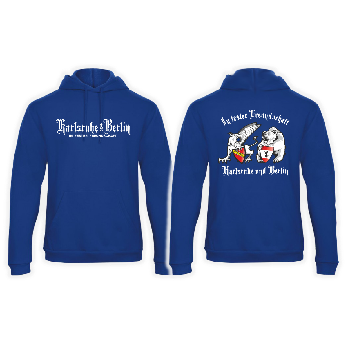 Kapuzen Sweat-Shirt "Karlsruhe & Berlin - In fester Freundschaft" royal