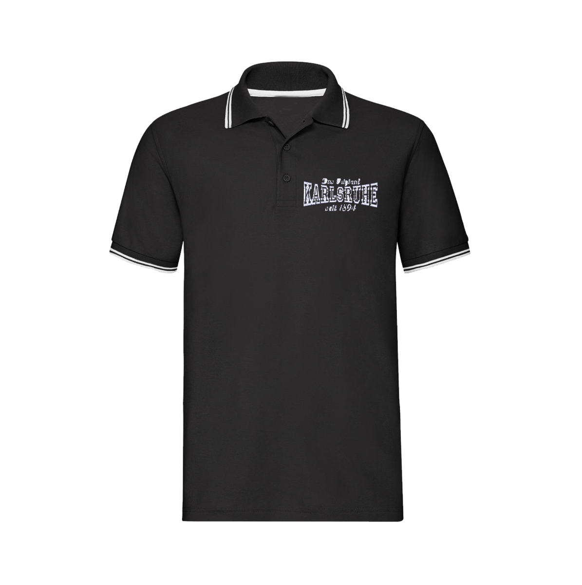 Besticktes Polo-Shirt "Das Original - KARLSRUHE - seit 1894" schwarz-weiß