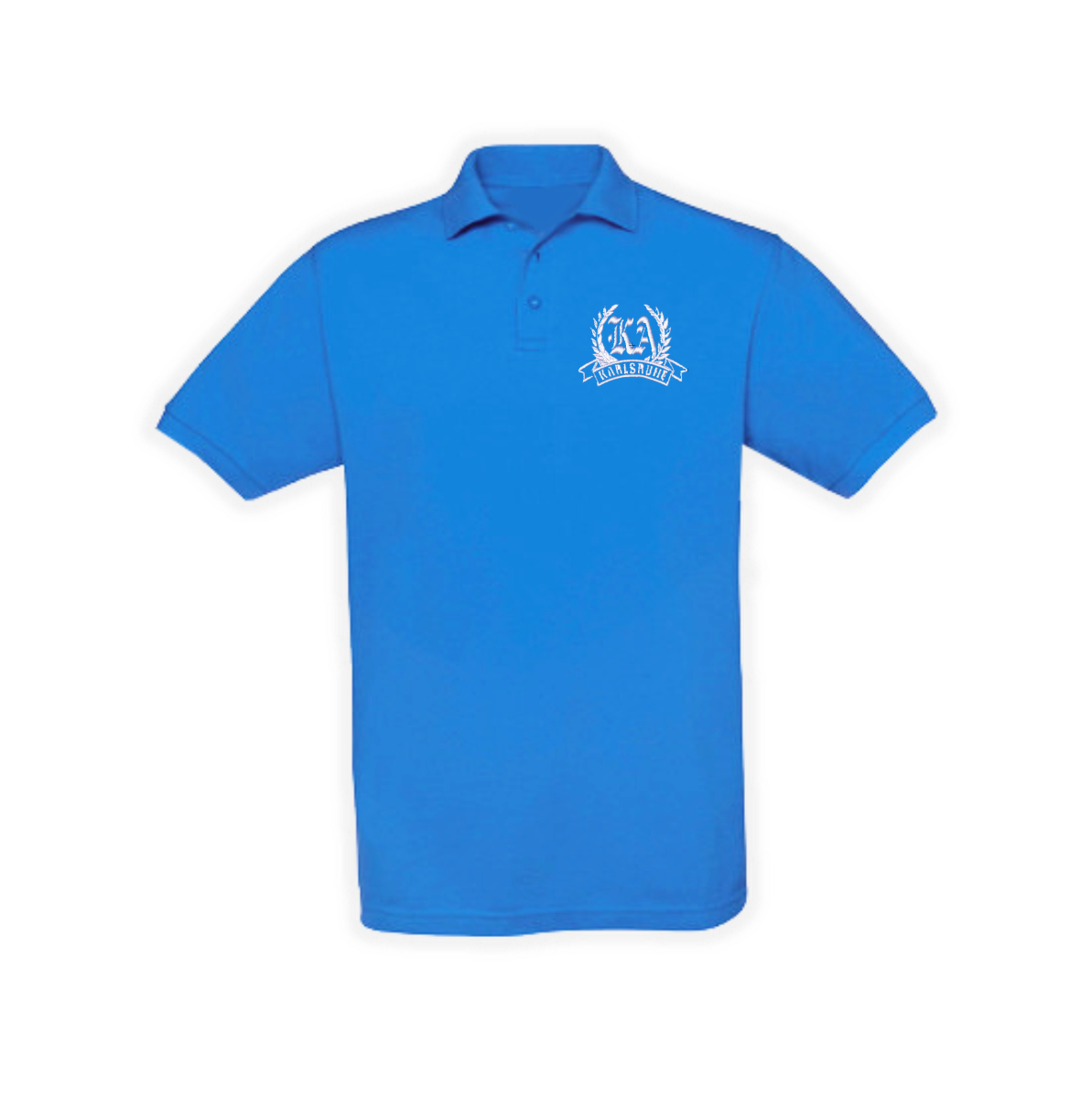 Besticktes Polo-Shirt "Karlsruhe - Kranz + Banderole" royal