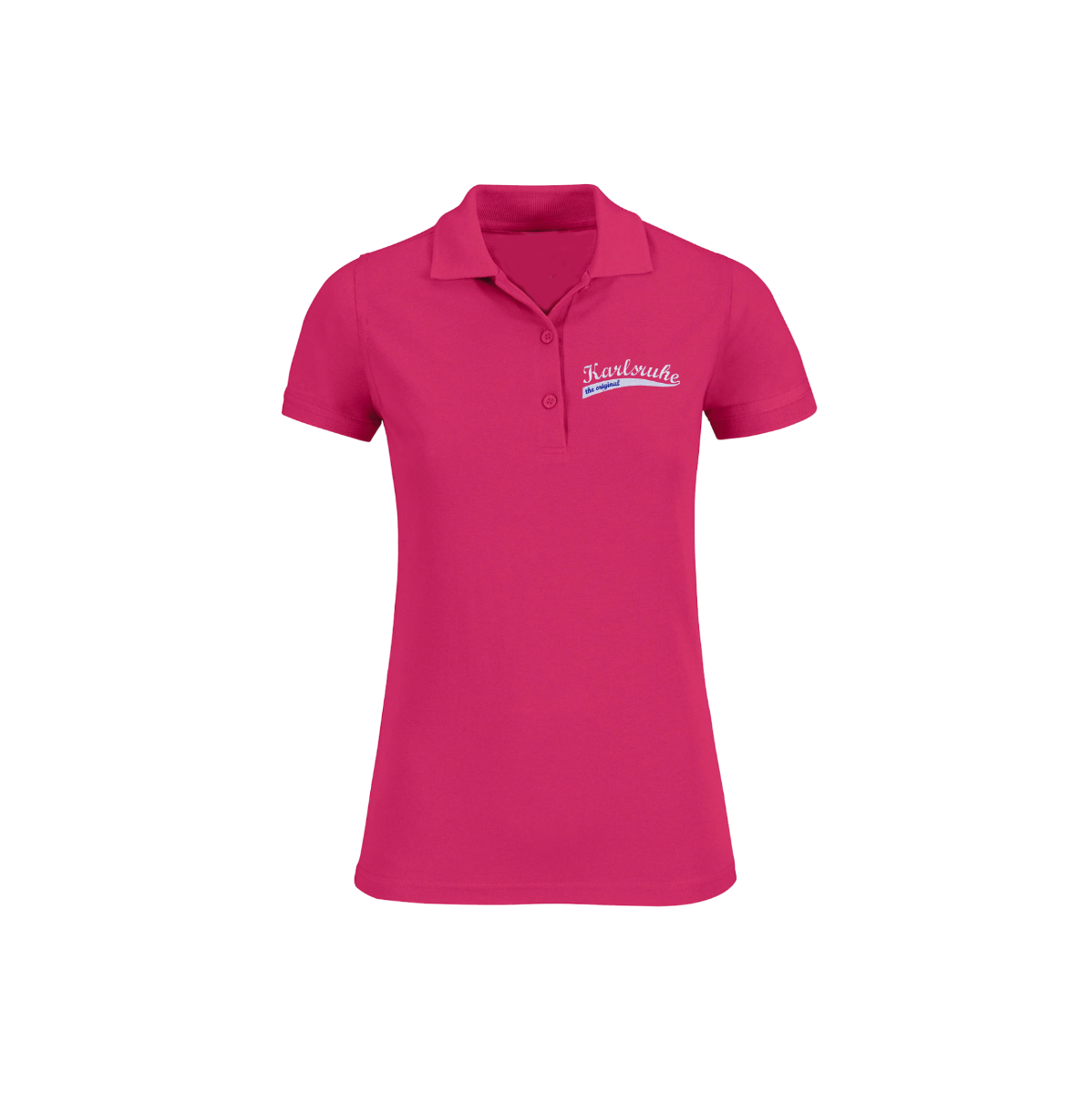 Besticktes Girly Polo-Shirt "Karlsruhe - the Original" fuchsia
