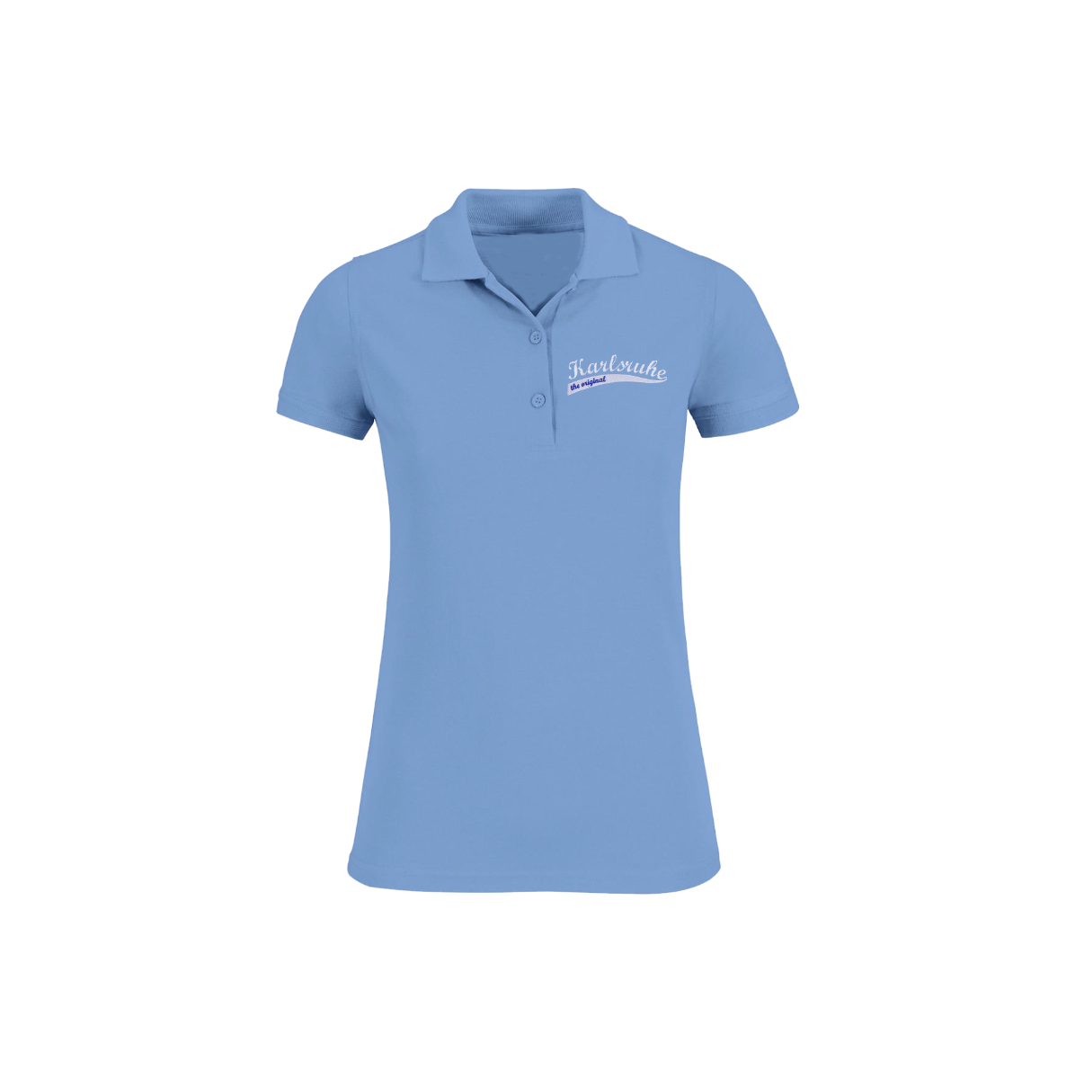 Besticktes Girly Polo-Shirt "Karlsruhe - the Original" hellblau