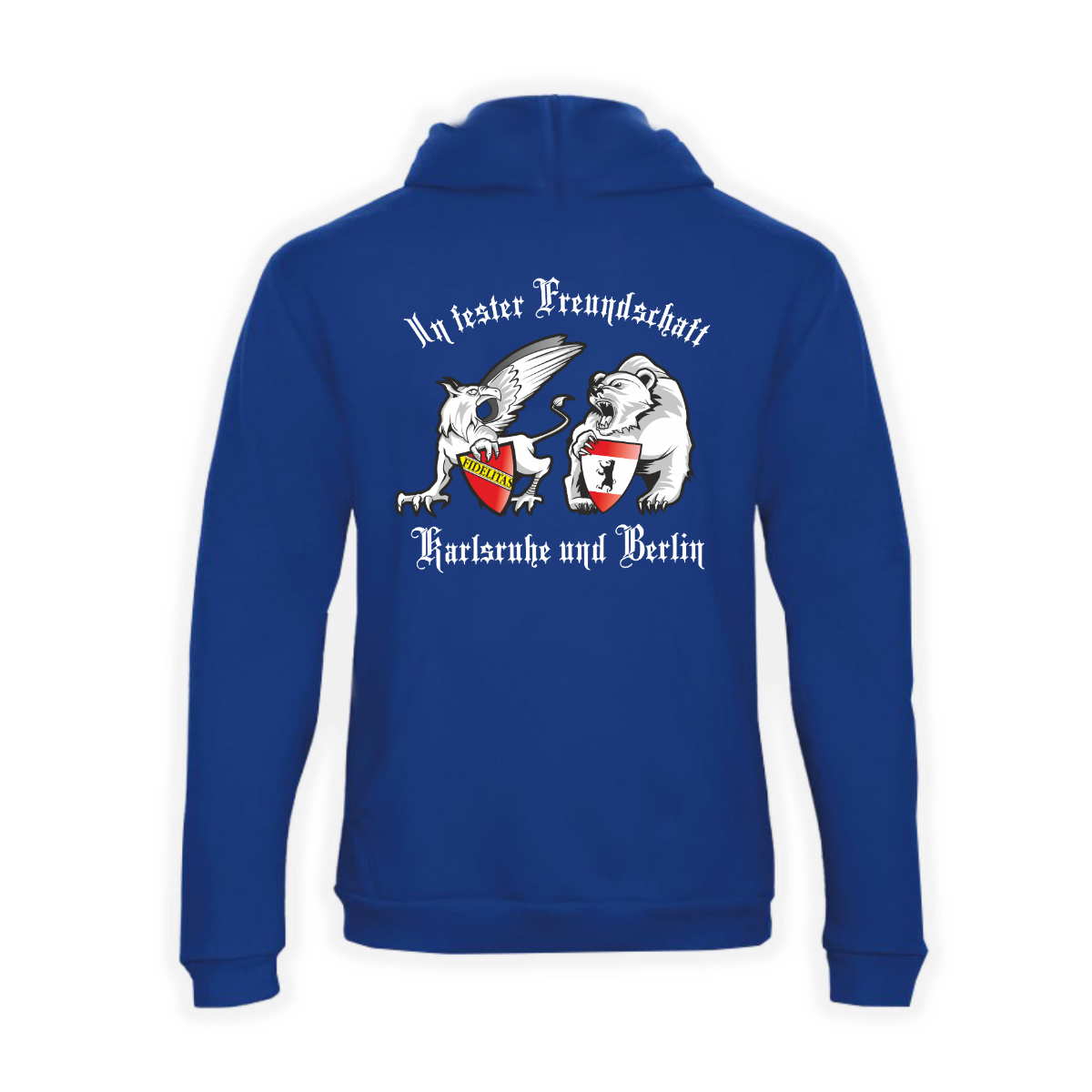 Kapuzen Sweat-Shirt "Karlsruhe & Berlin - In fester Freundschaft" royal