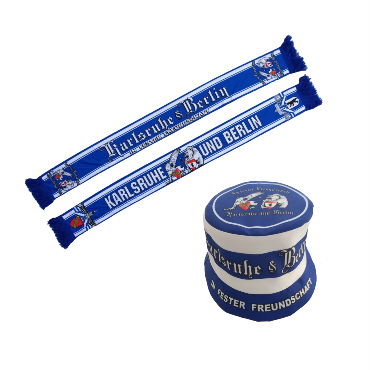 SET „Freundschaft 2" Polyschal royal & Fischerhut royal