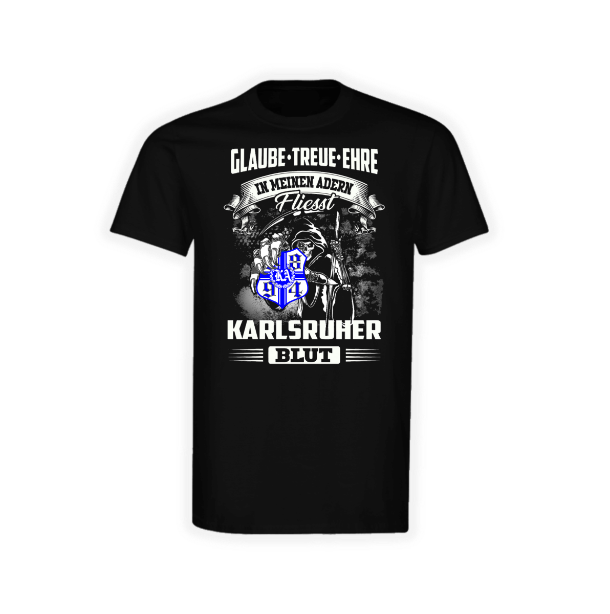 T-Shirt „Glaube-Treue-Ehre – In meinen Adern fließt KARLSRUHER Blut“