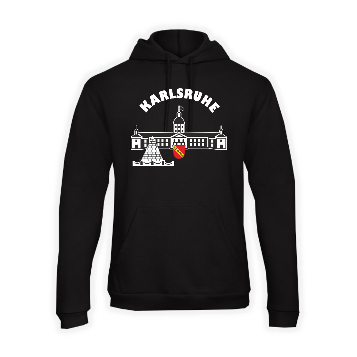 Girly Kapuzen Sweat-Shirt "Karlsruhe - Schloss & Pyramide" schwarz