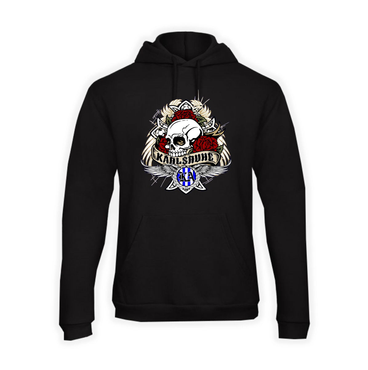 Girly Kapuzen Sweat-Shirt "Karlsruhe - Totenkopf mit Rosen"