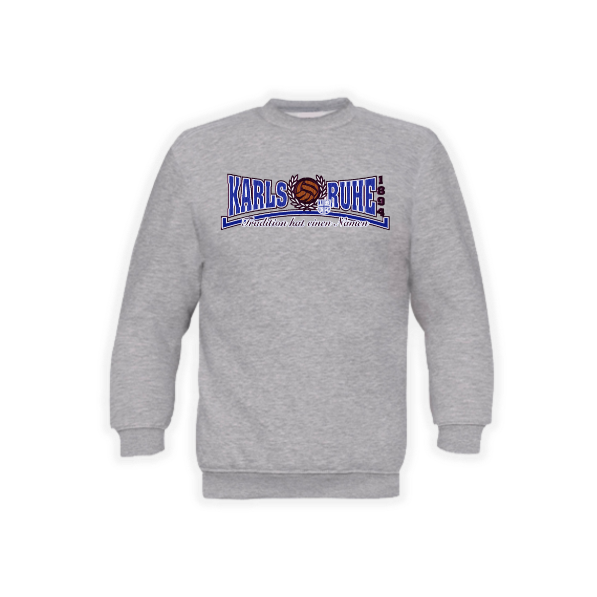 Besticktes Sweat-Shirt „Karlsruhe - Tradition hat einen Namen“ grau