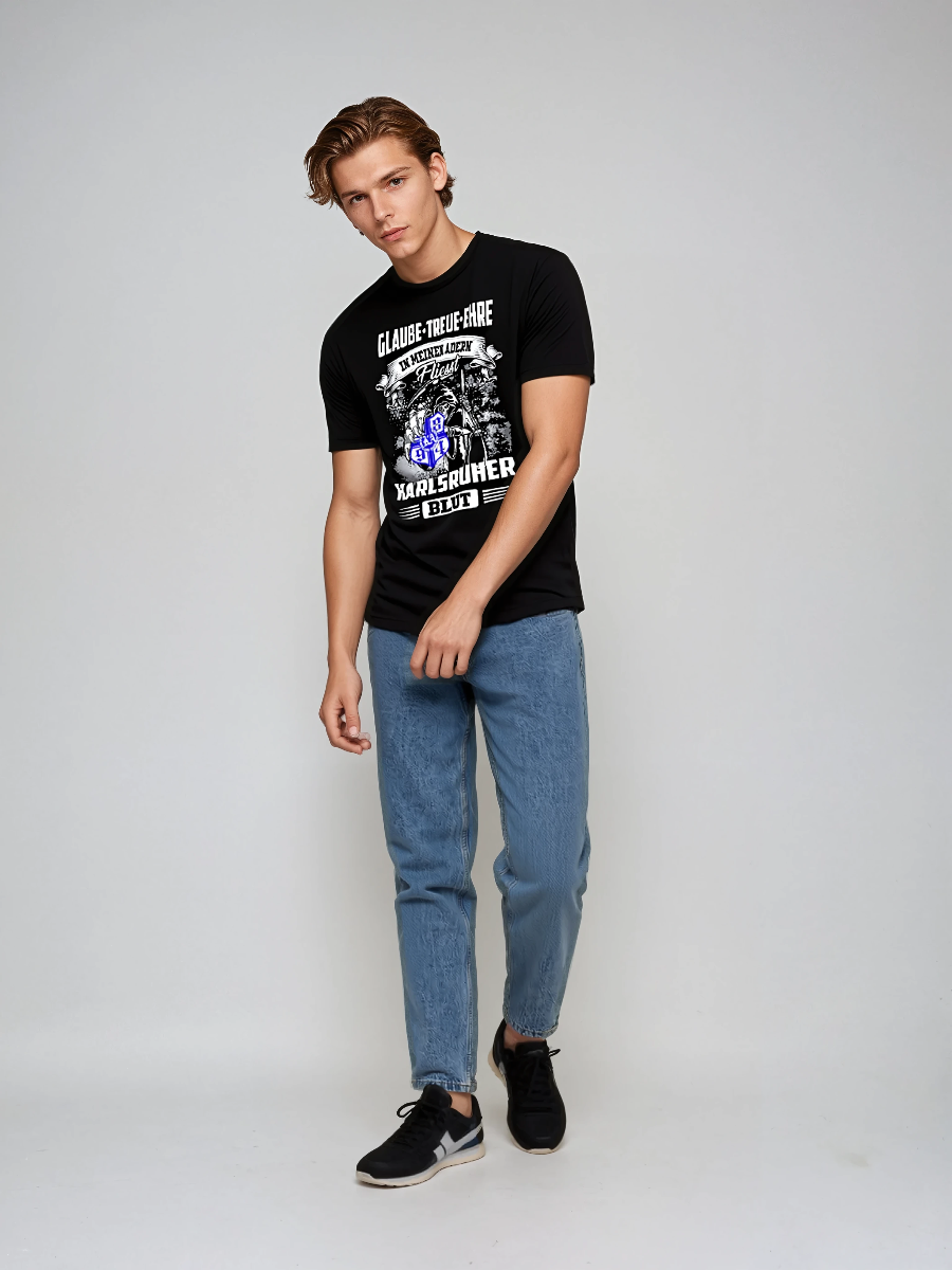 T-Shirt „Glaube-Treue-Ehre – In meinen Adern fließt KARLSRUHER Blut“